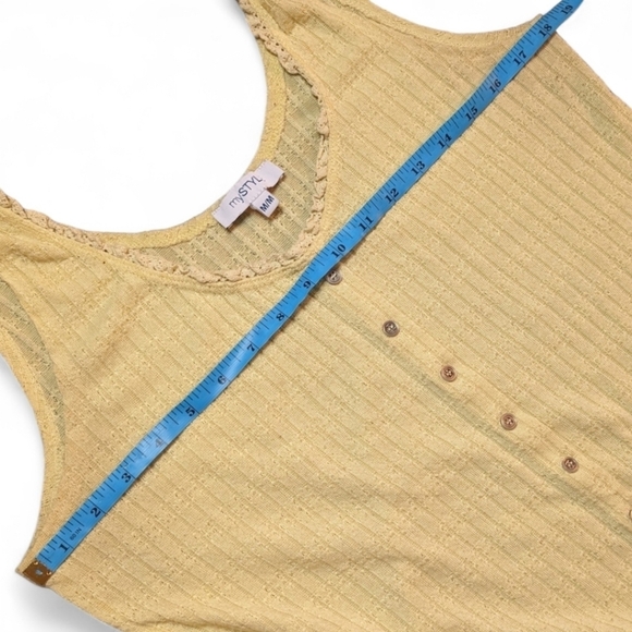 MyStyle | Buttery Yellow Faux Buttondown Sleeveless Top - Picture 8 of 9